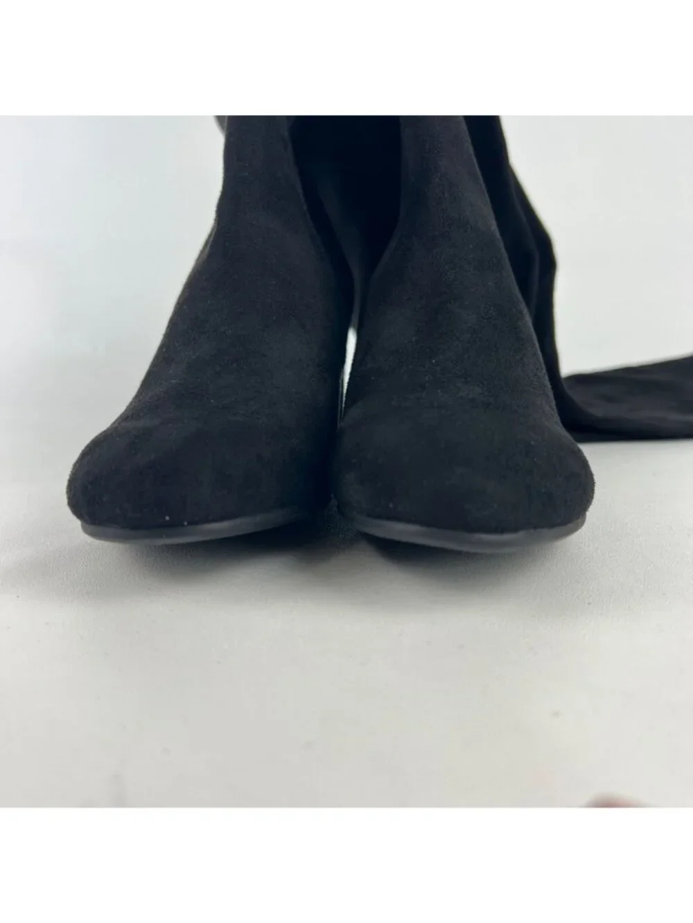 Steve Madden Womens Isaac Black Faux Suede Over the Knee Boots Block Heel size 6